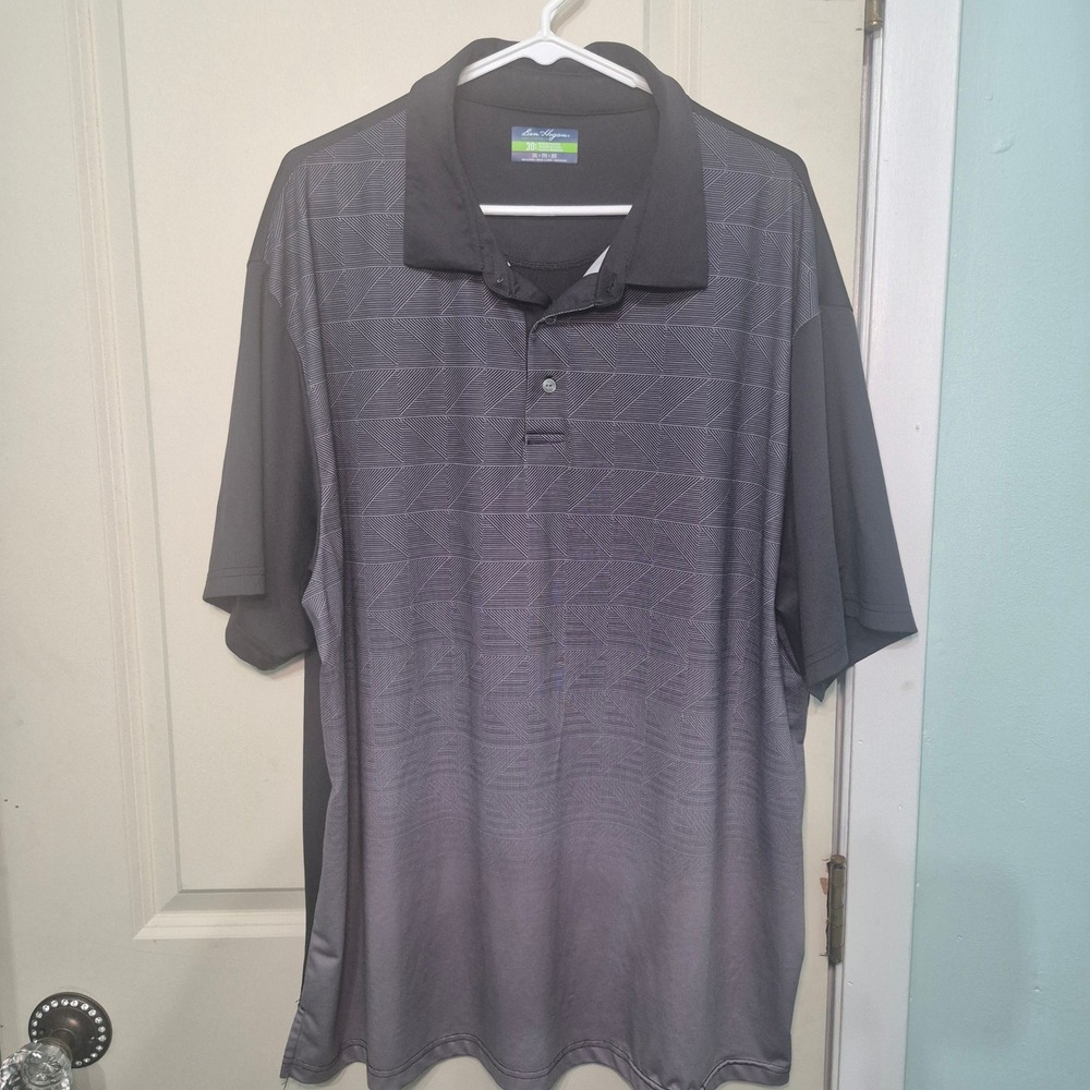 Ben Hogan Men's Golf Polo Shirt Size XL Geometric Gradient Ombre Black Gray